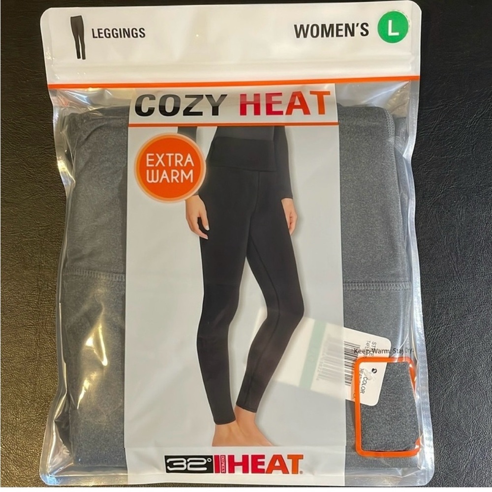 32 DEGREES Cozy Heat Leggings, Women’s L, Heather Black